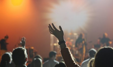 Hand in air at music concert