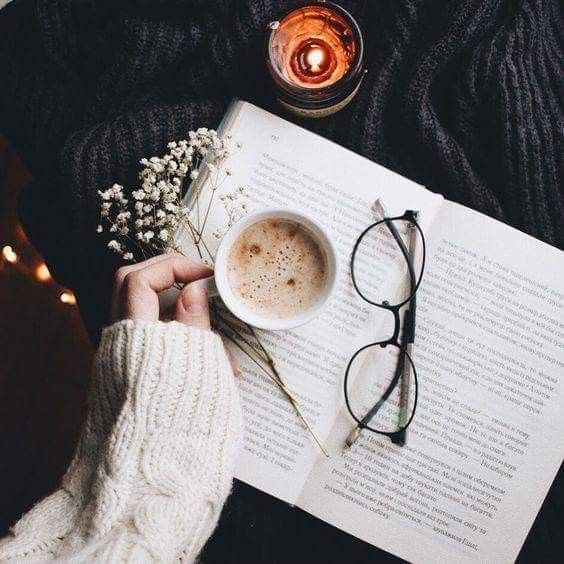 Book with coffee and glasses