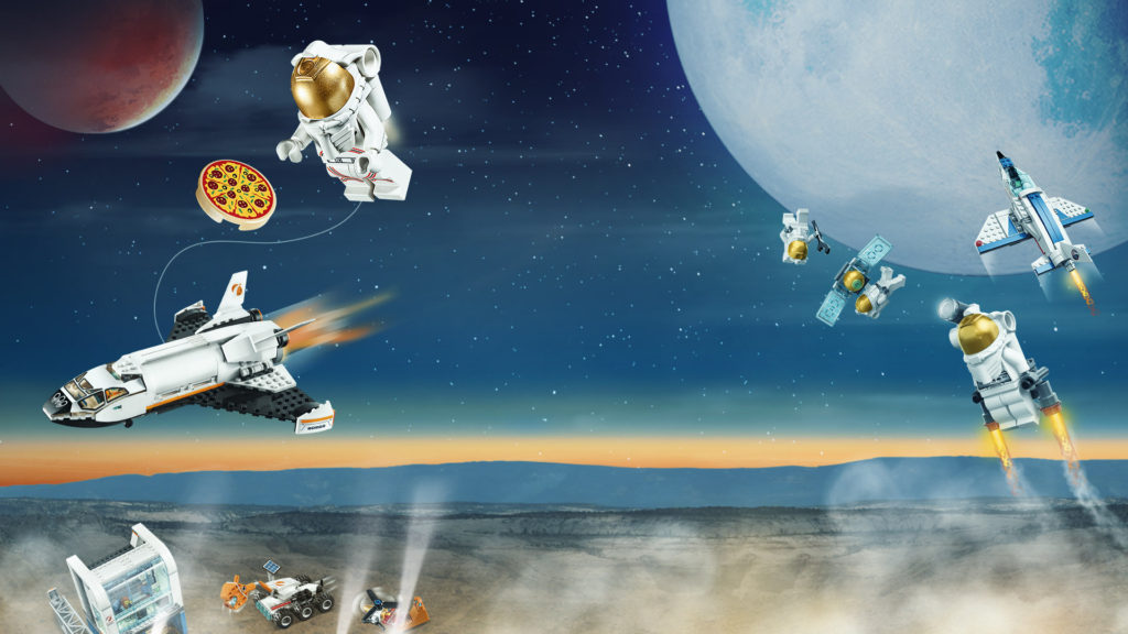 LEGO Space Background, astronauts and pizza