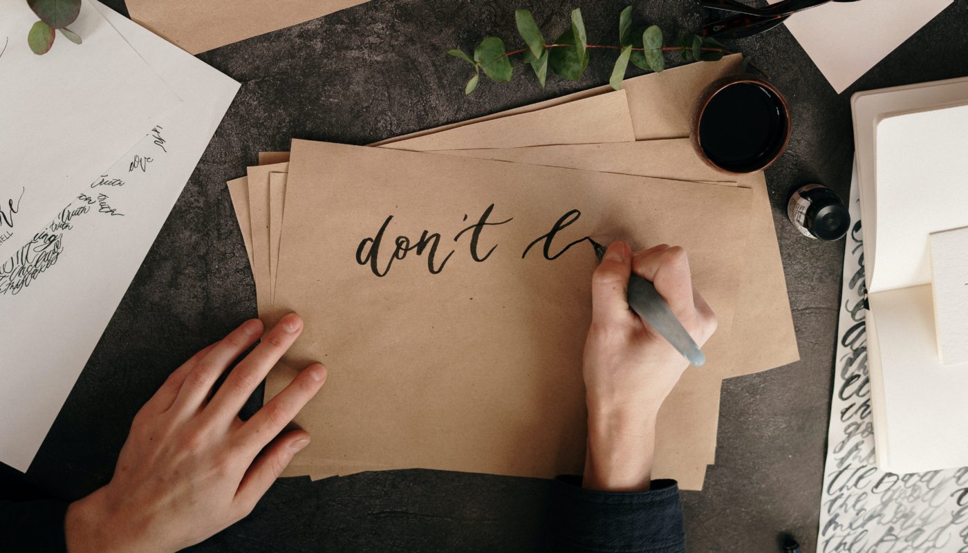 Calligraphy on brown paper