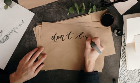 Calligraphy on brown paper