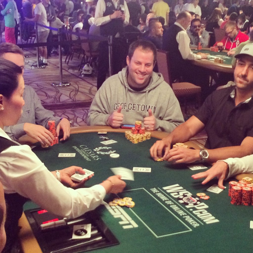 Jeremy Wien giving thumbs up during poker game