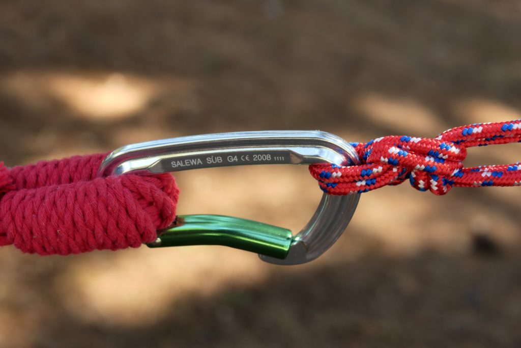 Carabiner closeup, tied