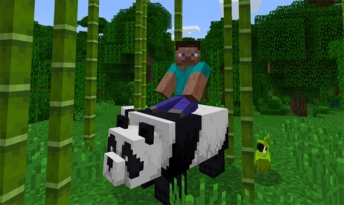 Minecraft Steve riding panda