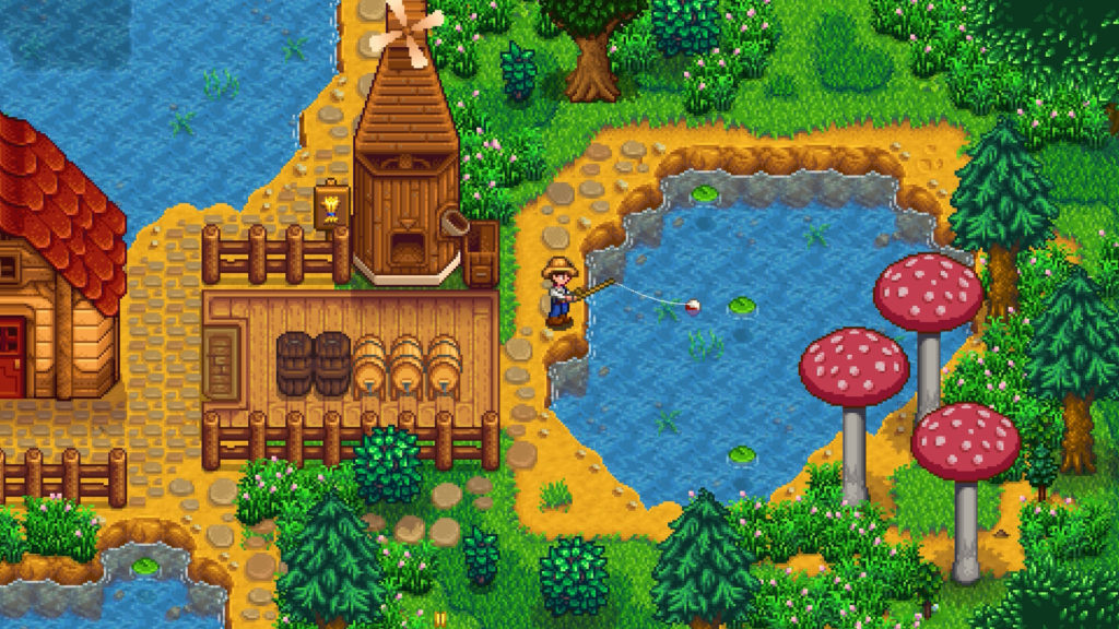 Stardew Valley fishing in lake