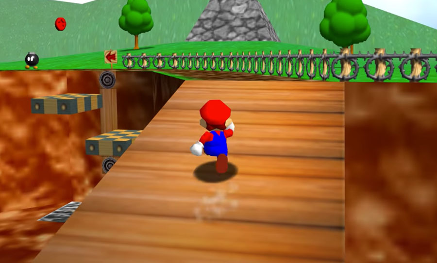 Super Mario 64, Mario crossing bridge