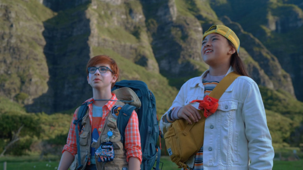 Boy and Girl standing at Kualoa Ranch in Hawaii from Finding 'Ohana.