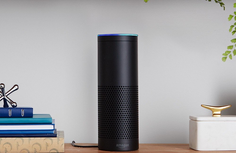 Amazon echo device on desk