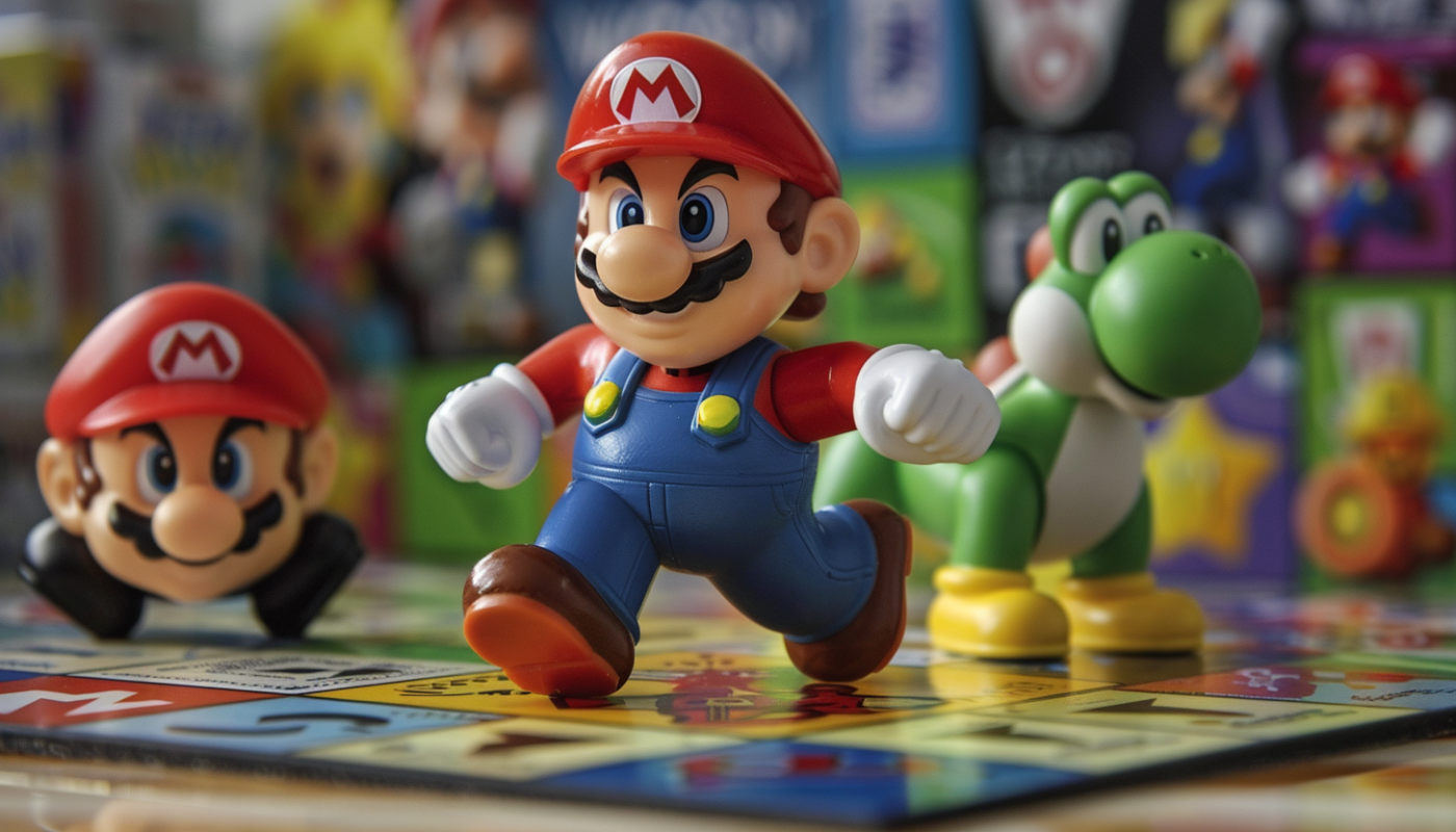 AI generated image of Mario characters on a Monopoly board.