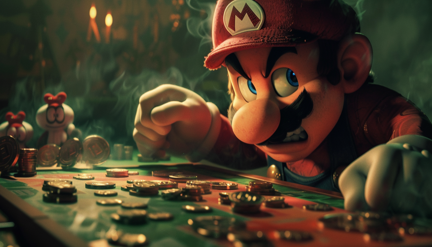 Mario hoarding gold coins